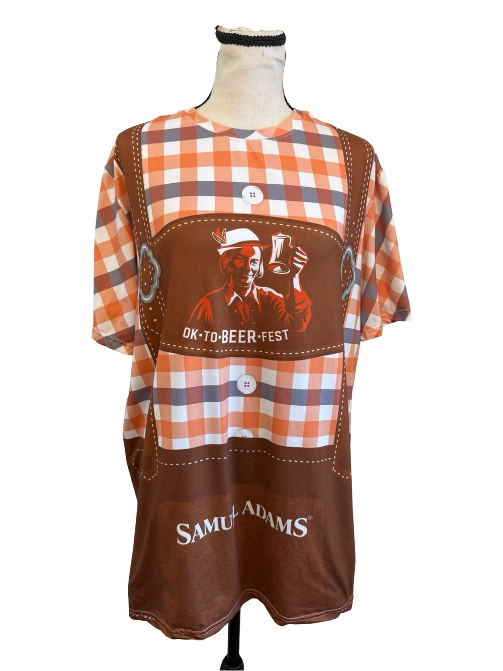 Samuel Adams OK-To-Beer-Fest Lederhosen Costume Graphic T-Shirt L Oktoberfest